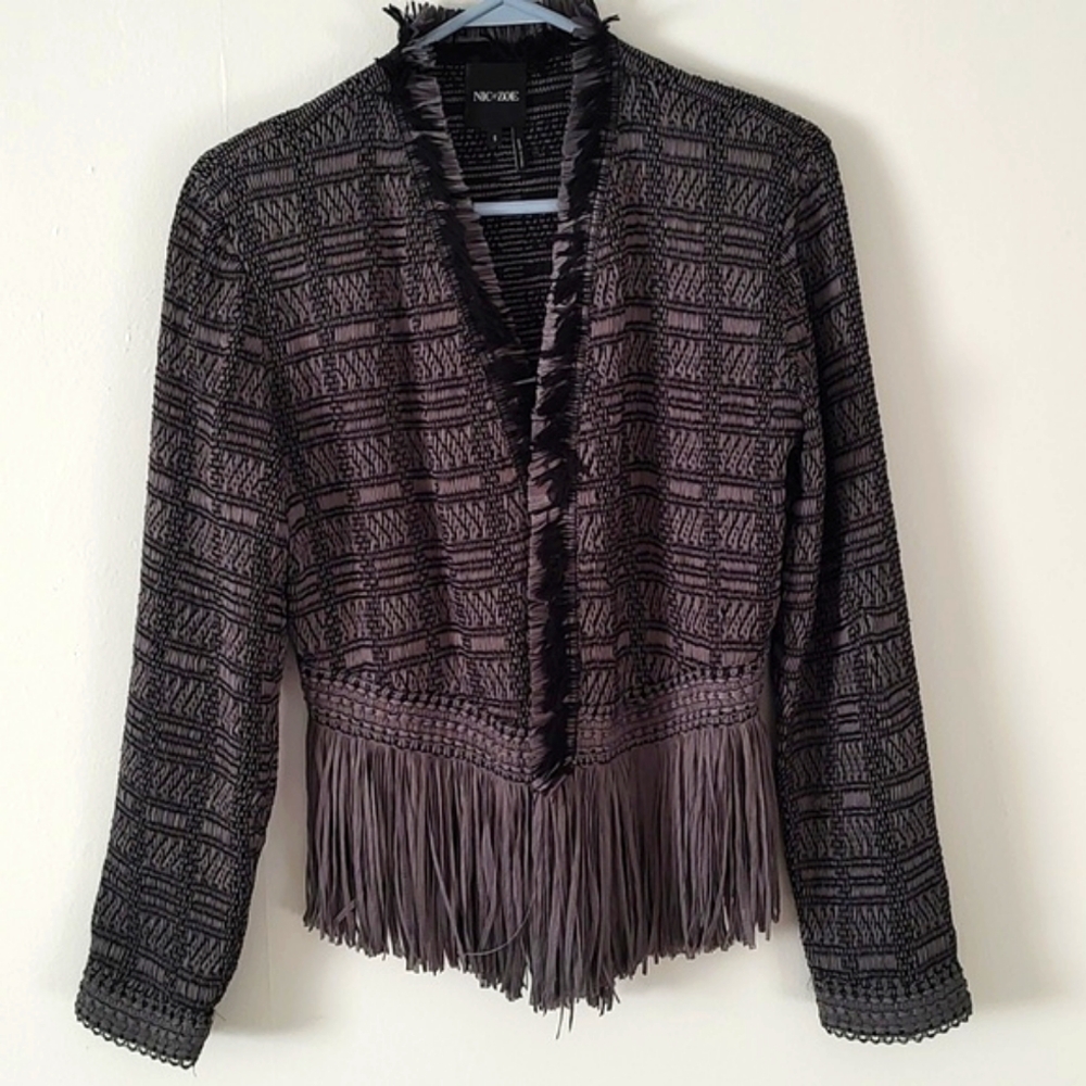 Gray and Black Fringe Jacket
